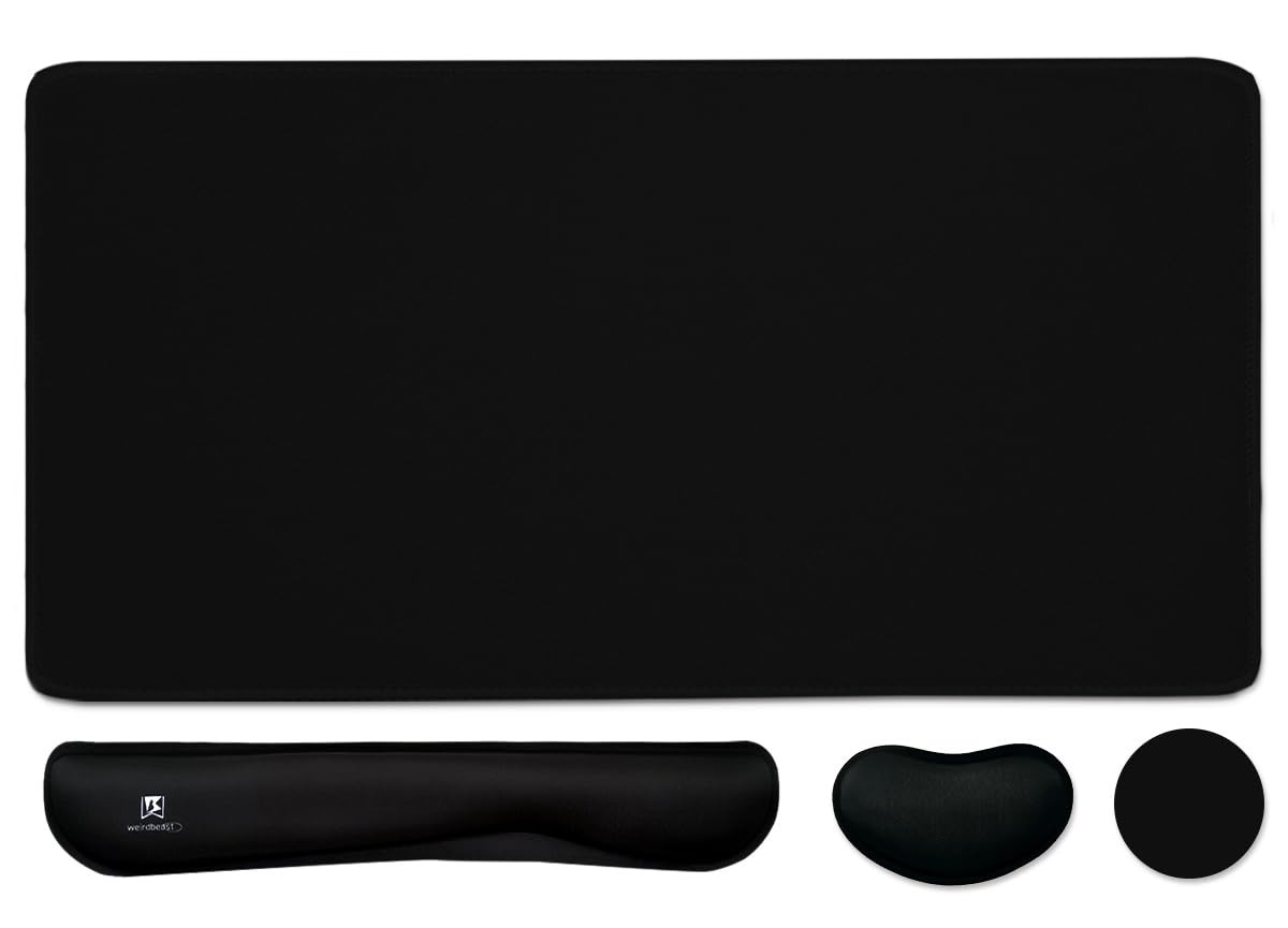 4in1 Large Gaming Mouse Pad Keyboard Wrist Rest Support Set Desk Mat Black