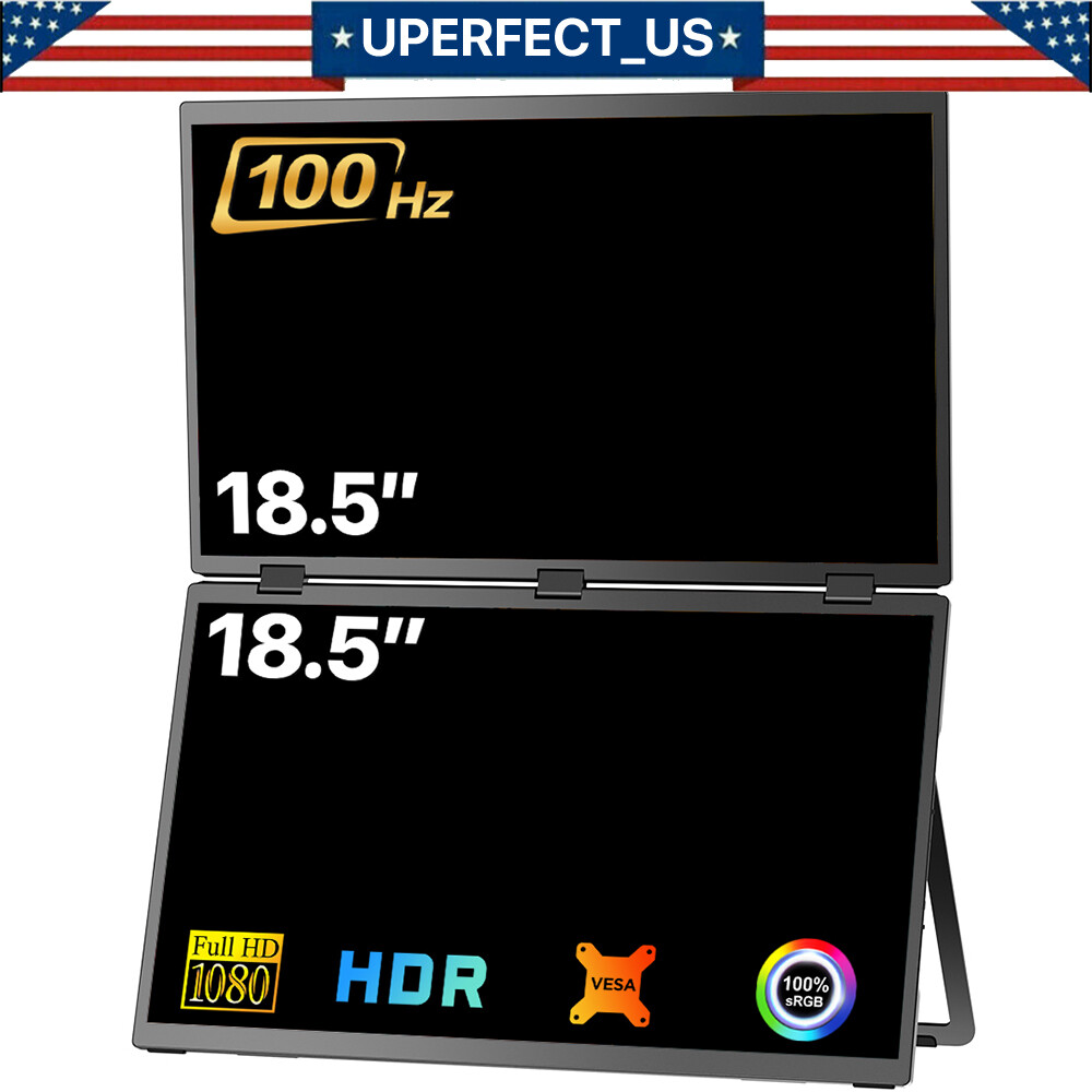 UPERFECT Dual UStation 18.5" Folding Monitor 100Hz Portable Display &Stand Used