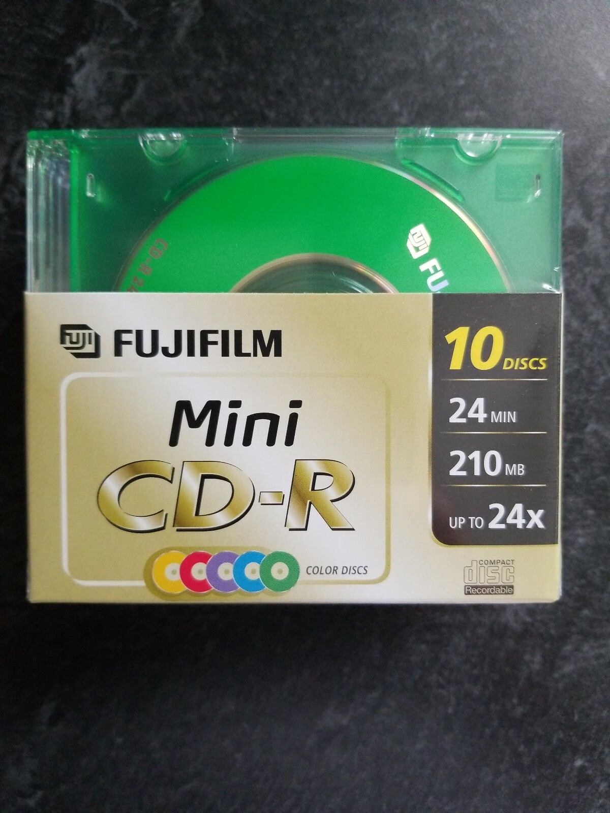 NEW SEALED Fugi Film FujiFilm Mini CD-R 10 Color Discs 24 min 210 MB up to 24X