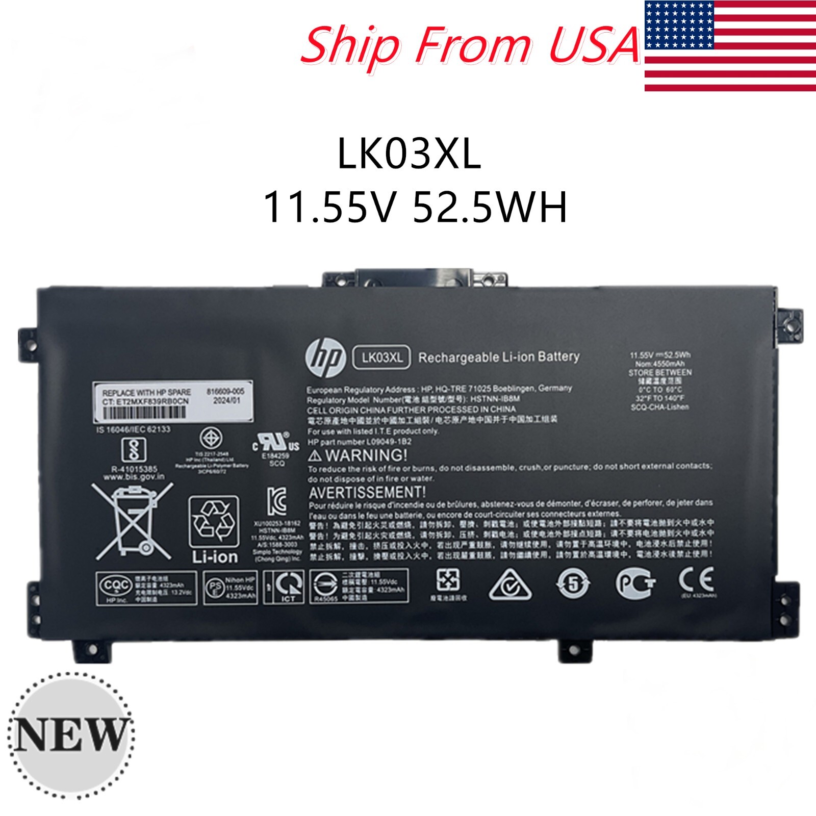OEM Genuine LK03XL Battery For HP ENVY X360 15-BP 15M-BQ 17M-CE 17-BW L09281-855