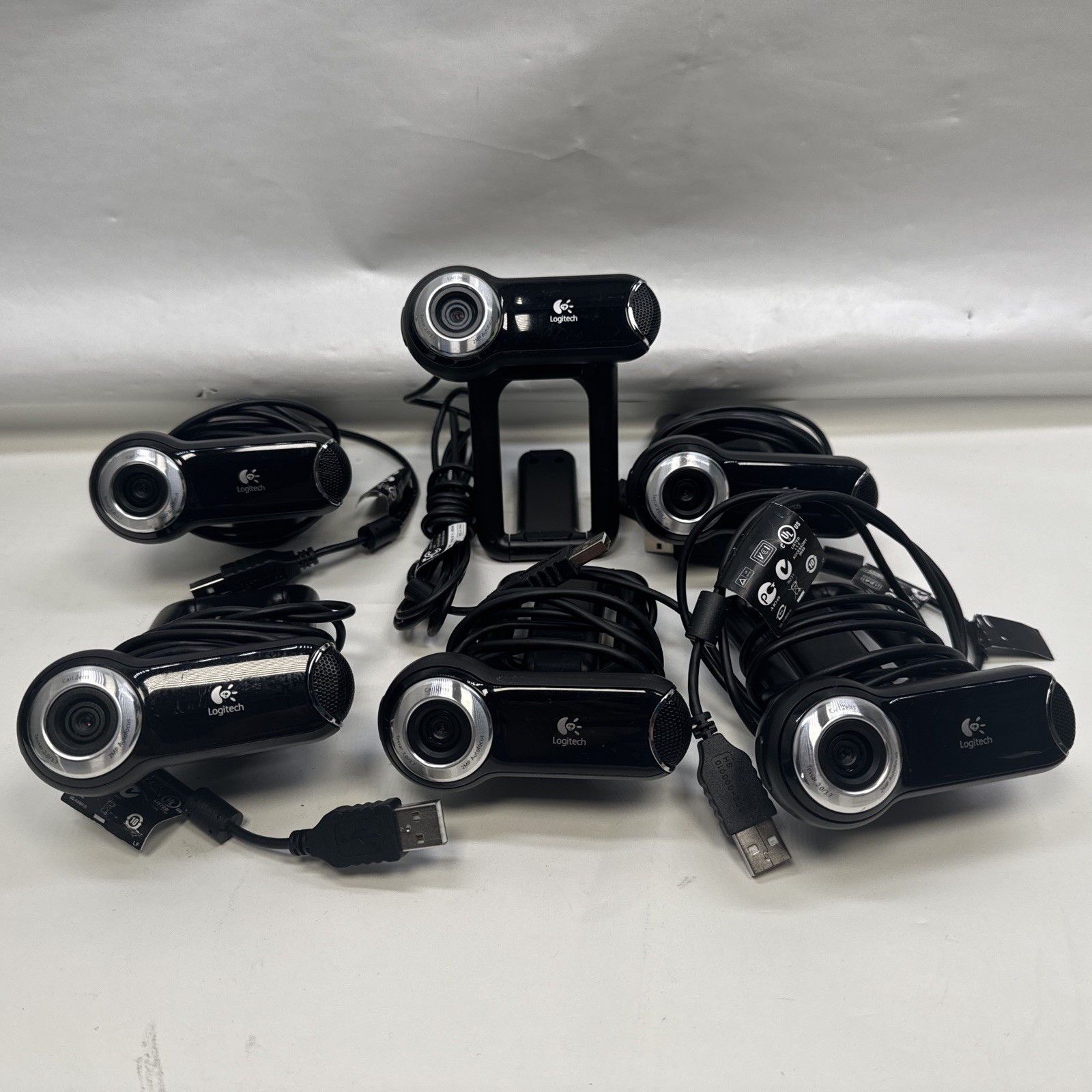 Lot of 6 Logitech QuickCam Pro 9000 Carl Zeiss 2MP Autofocus USB Webcams. #06