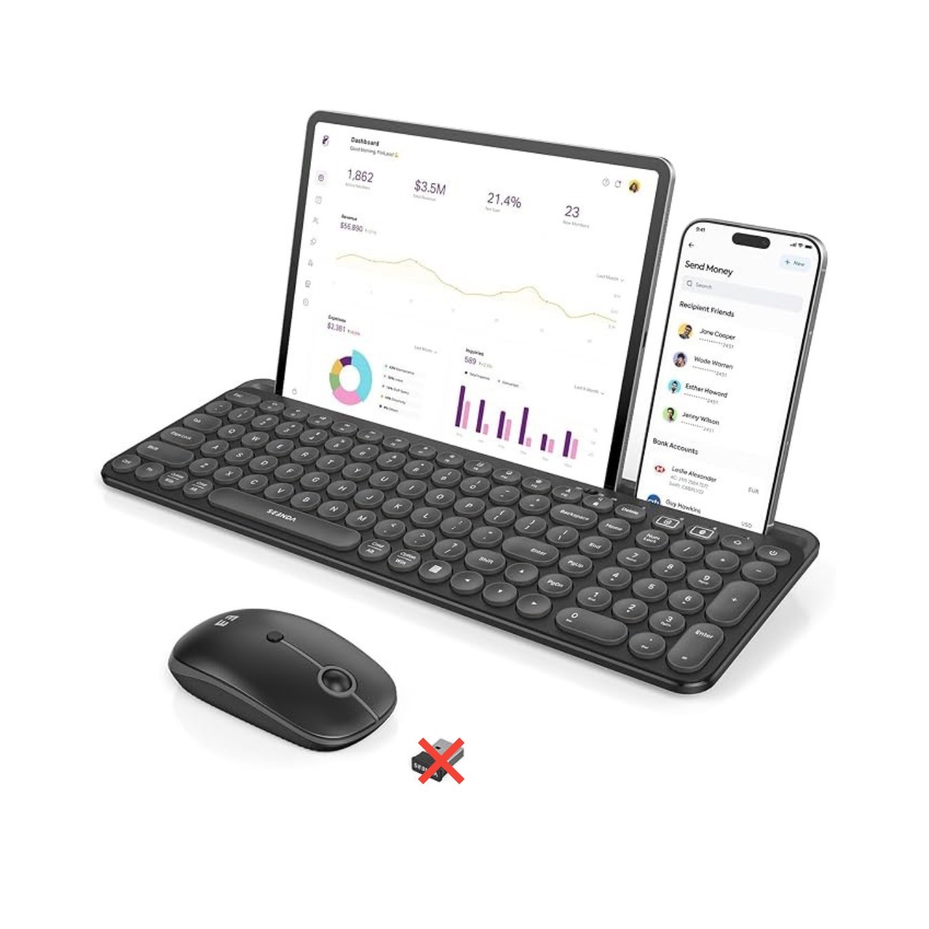 Seenda Bluetooth Keyboard And Mouse For IPad, CTU-301 Wireless Multi-Black