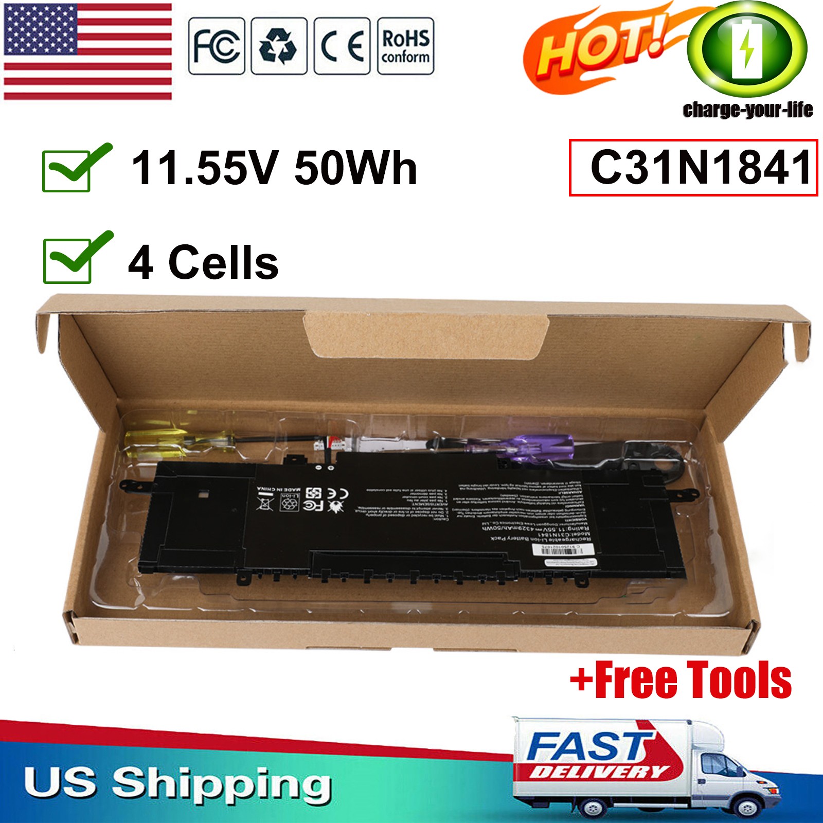 C31N1841 Battery For ASUS ZenBook UX334FL UX333FAC UX433FL UX433FLC UX434FA 50Wh