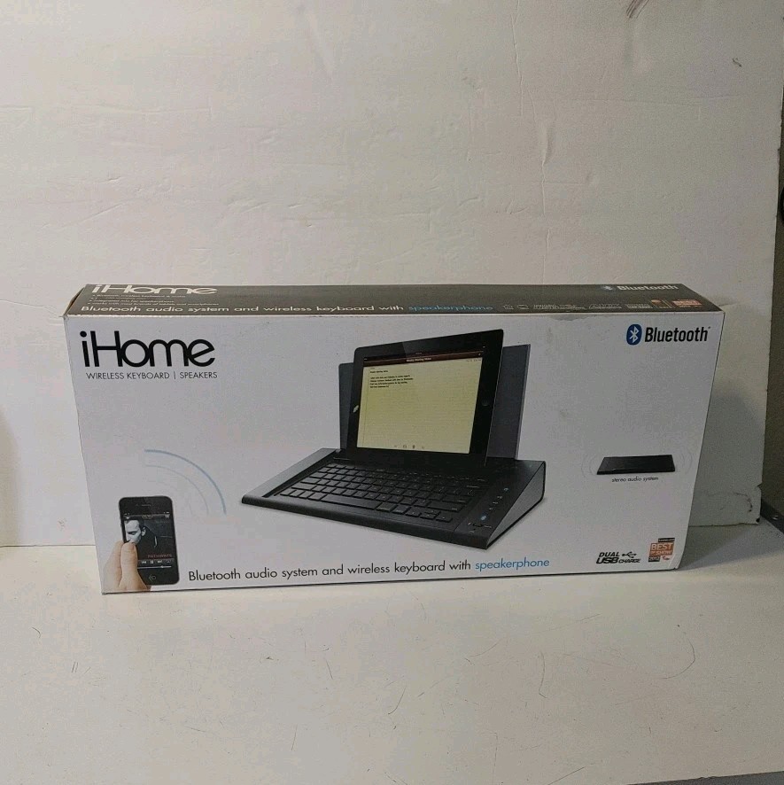 iHOME BLUETOOTH AUDIO SYSTEM & WIRELESS KEYBOARD W/ SPEAKERS NEW IN BOX iDM5