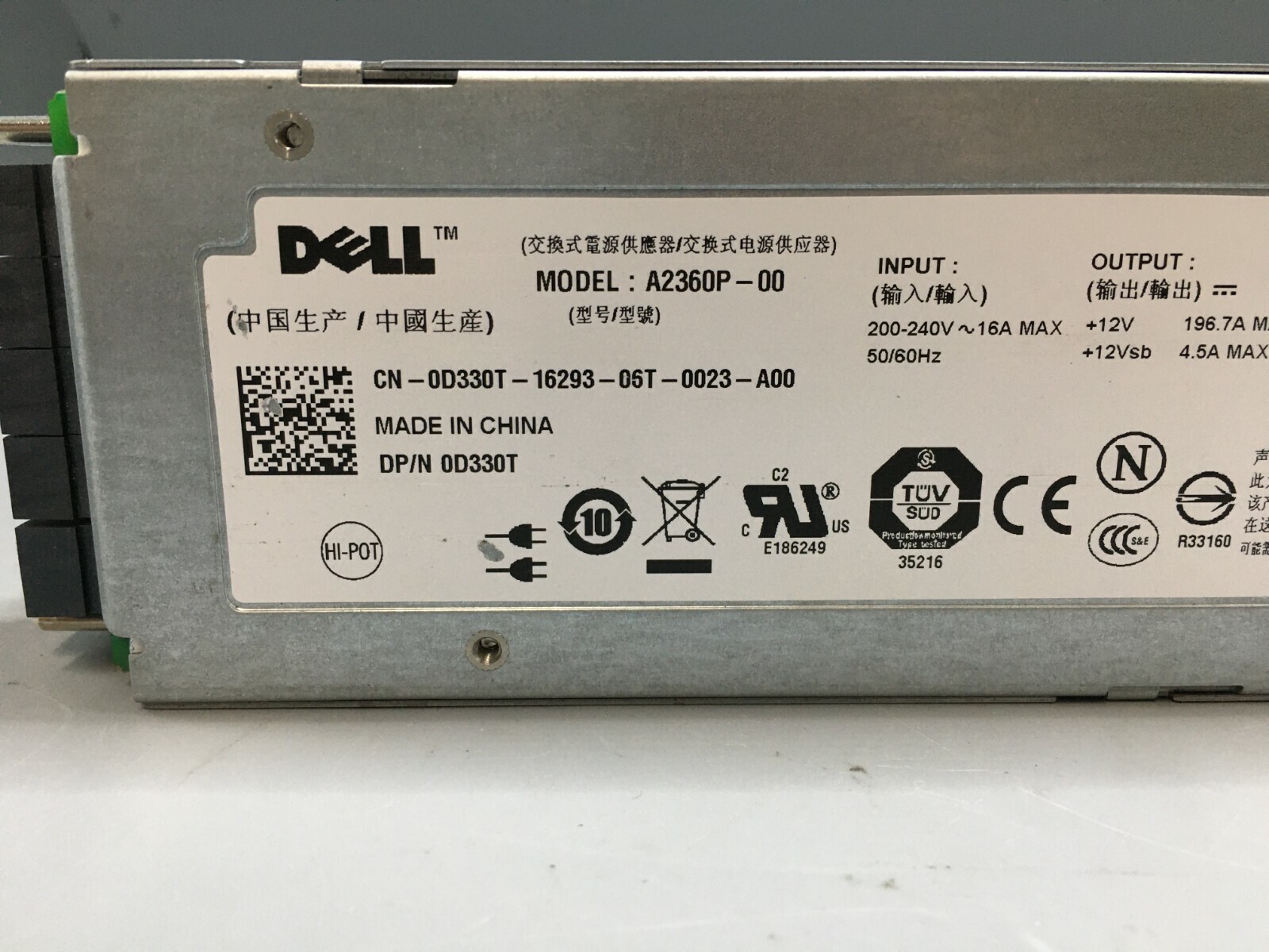 DELL A2360P-00 Power Supply 0D330T for PowerEdge M1000e Blade System FREE S/H