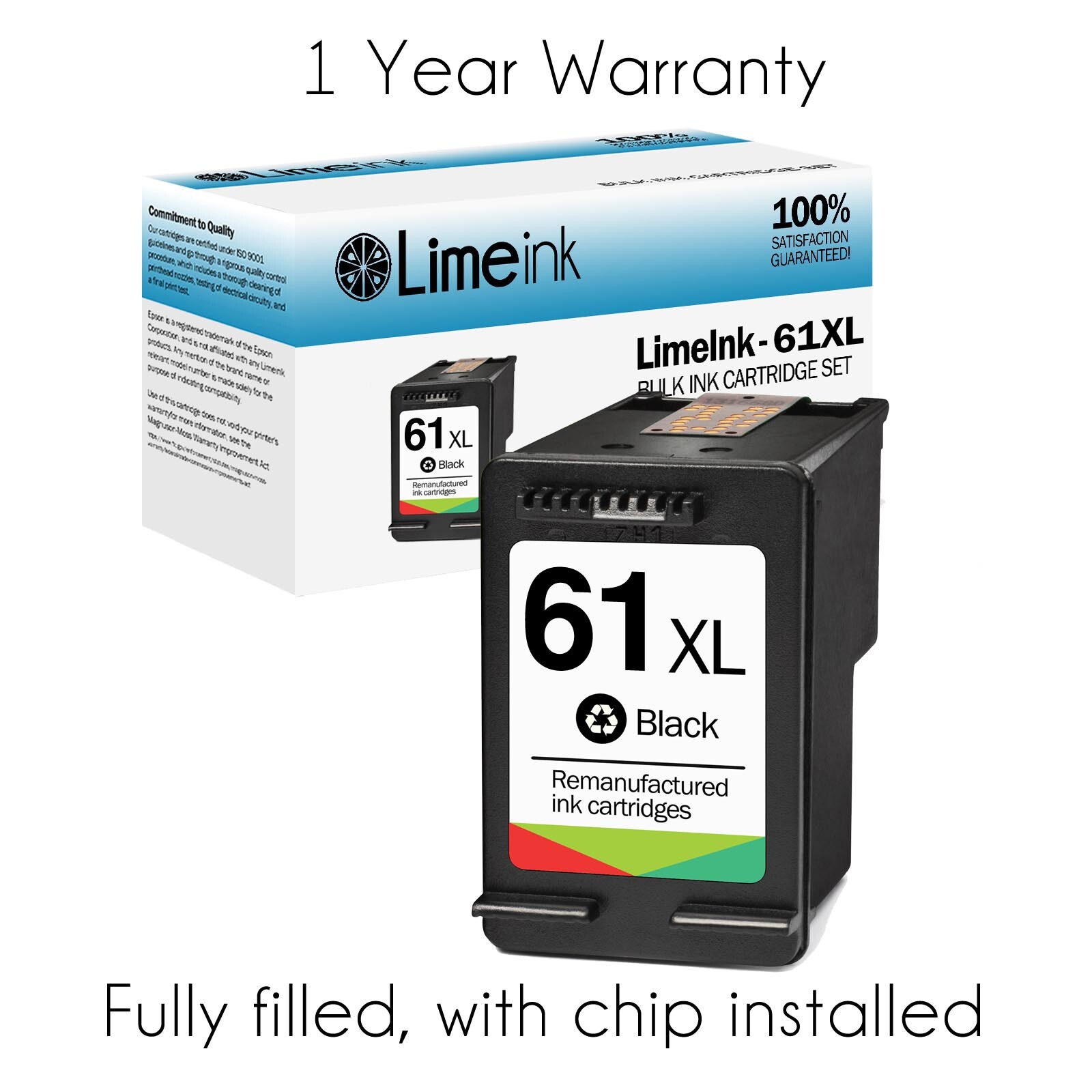 61XL Black Color Ink cartridge for HP ENVY 5530 4500 4501 4502 4504 Deskjet