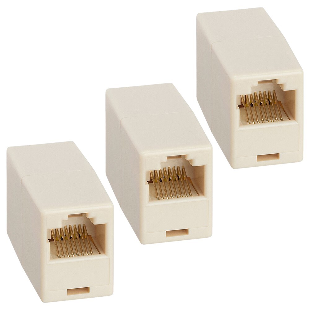 3x CAT5e RJ45 Female to Female Inline Coupler Coupling Joiner Connector Beige