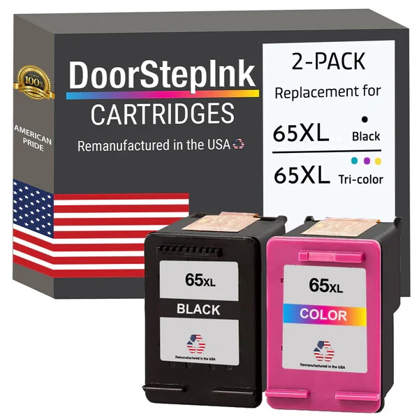 DoorStepInk Compatible Ink Cartridges For HP 65XL Black / Color Combo Pack-USA