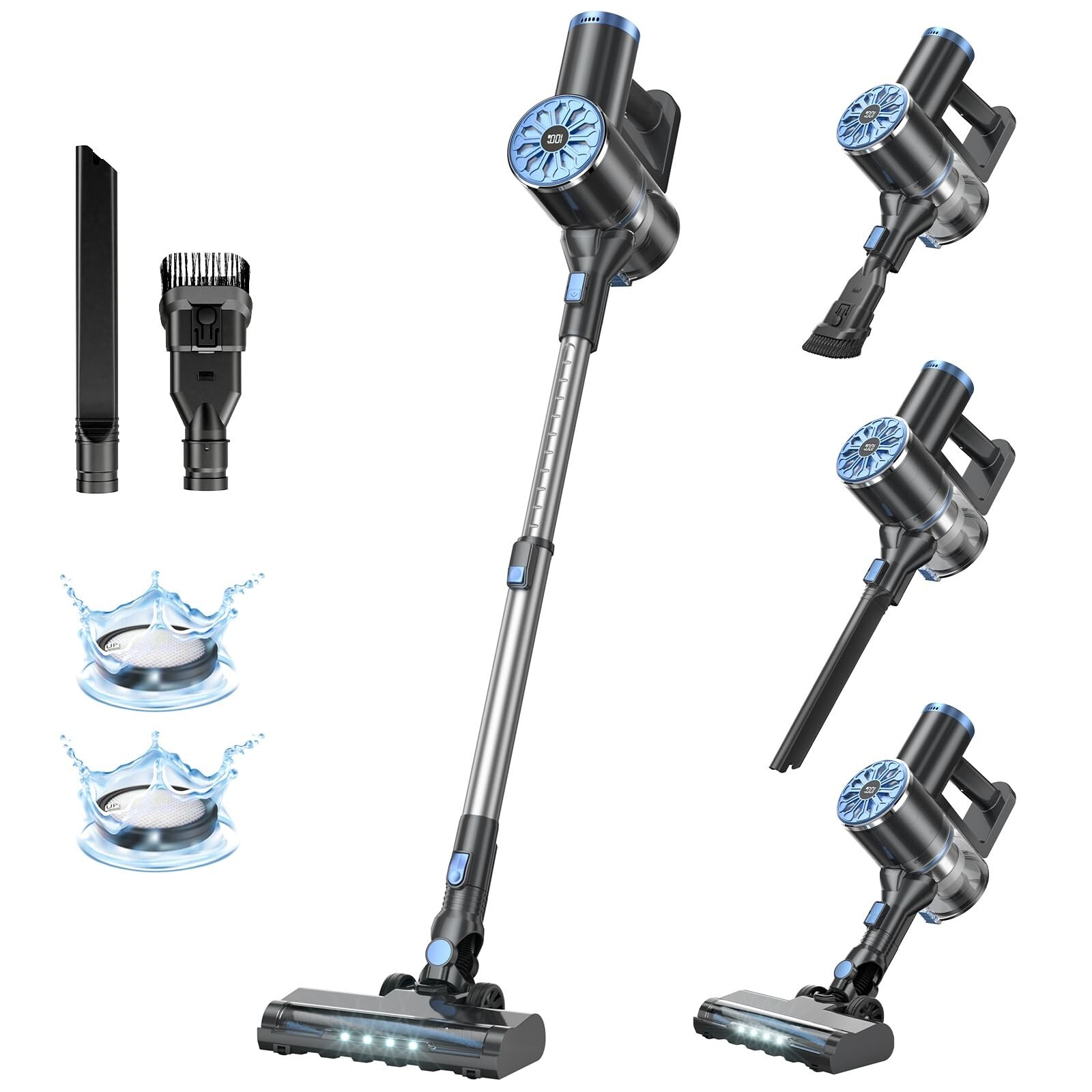 Cordless Vacuum Cleaner with Self-Standing, LED Screen Stick Vacuum Cleaners ...