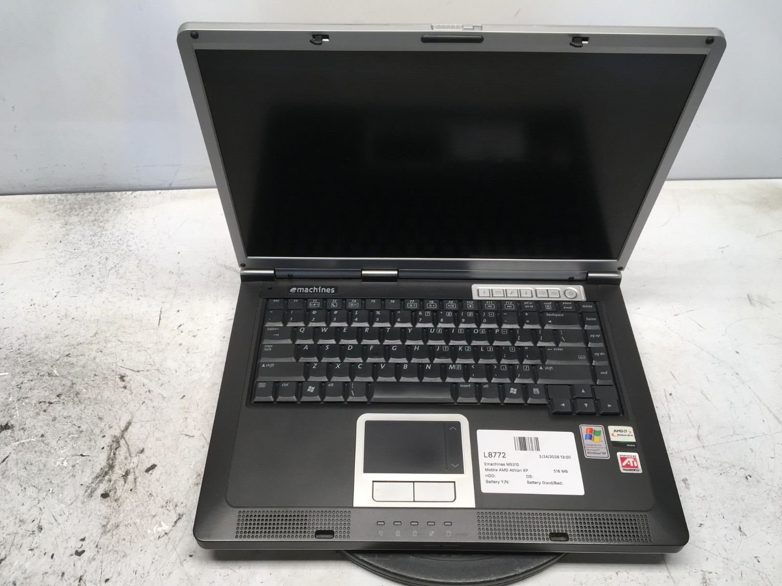 eMachines M5310 Mobile AMD Athlon XP 1800MHz 512MB NO HDD