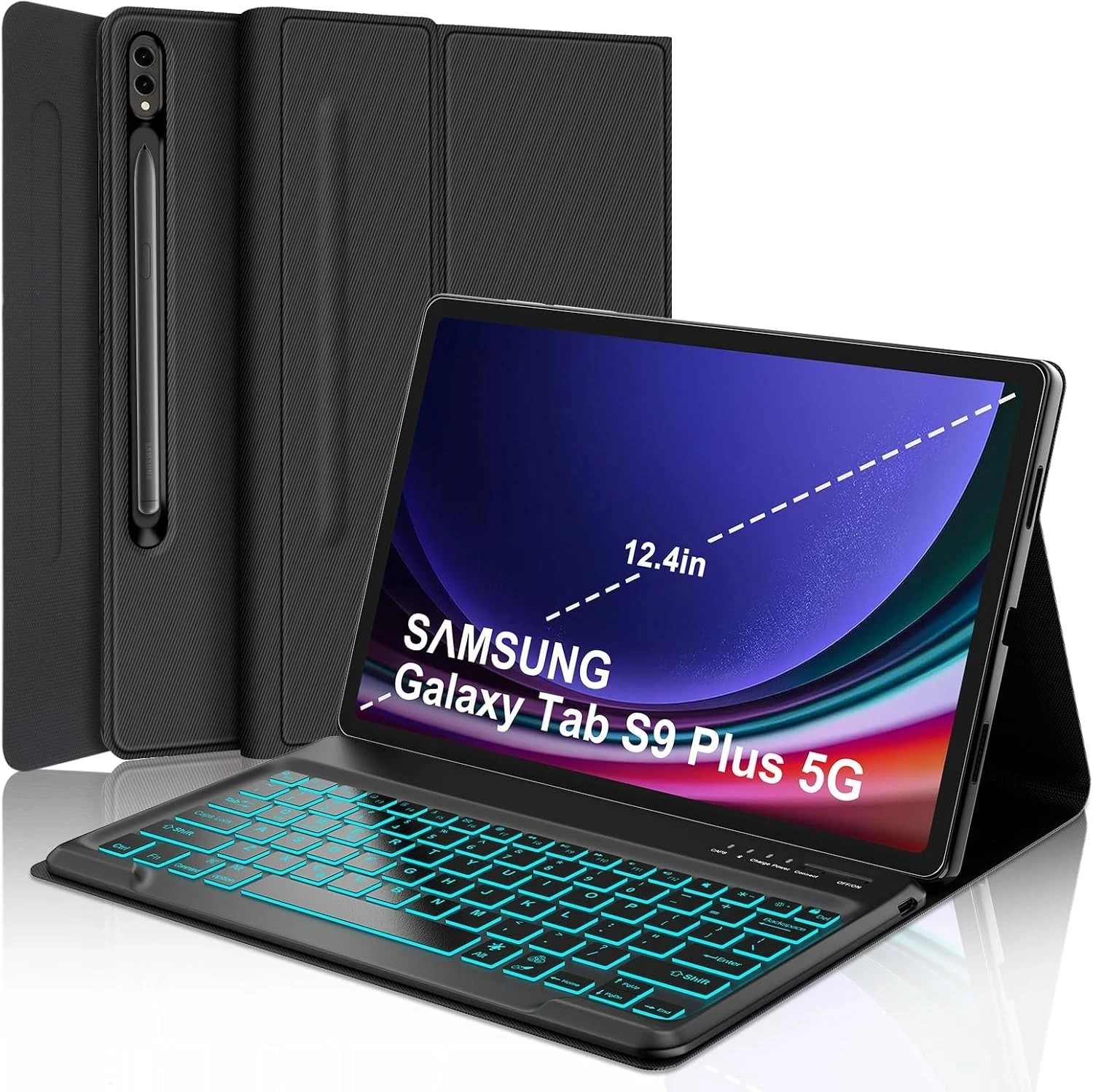 Keyboard Case for Samsung Galaxy Tab S9+ Plus 12.4 inch - Galaxy Tab Case S10+ w