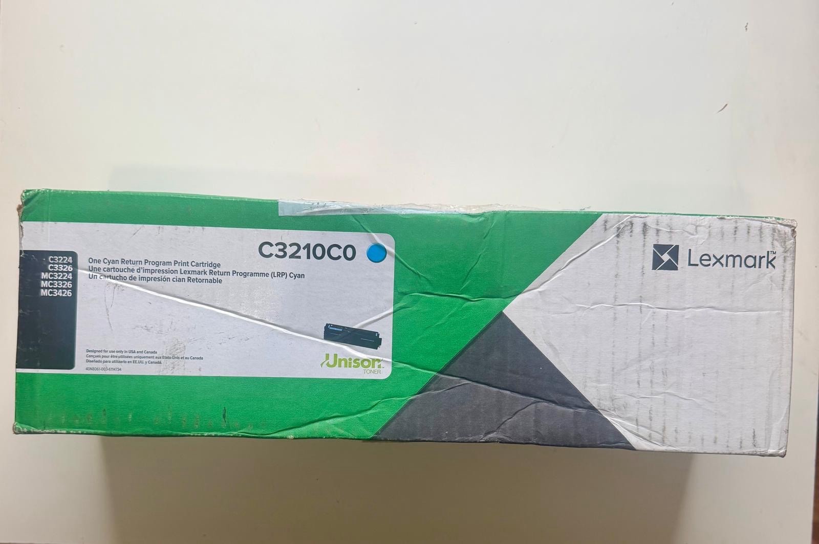 Lexmark C3210C0 Cyan Toner Cartridge Return Program C3224 C3326 MC3224