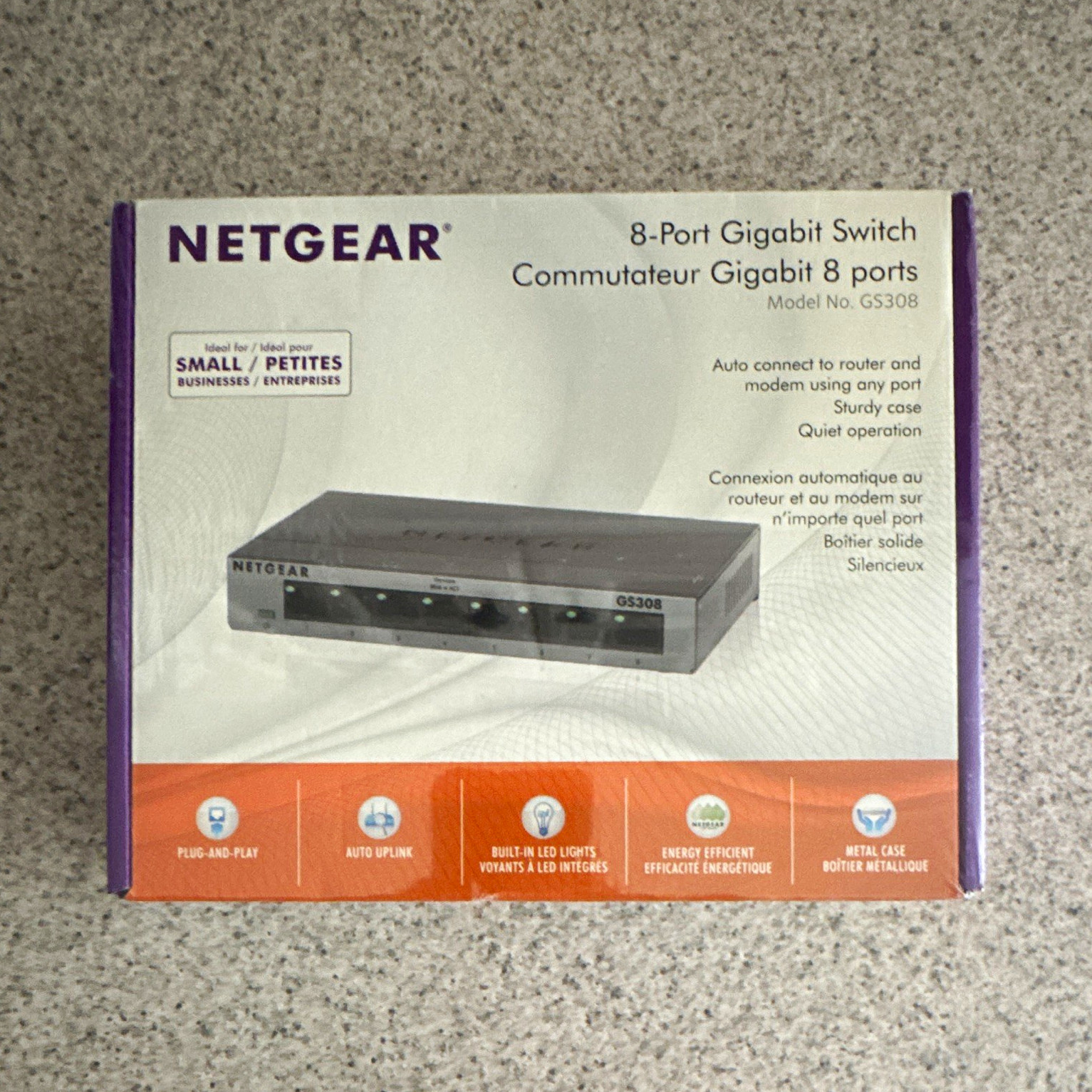 NETGEAR GS308 (GS308-100PAS) 8-Port Gigabit Unmanaged Switch Layer 2 RJ-45