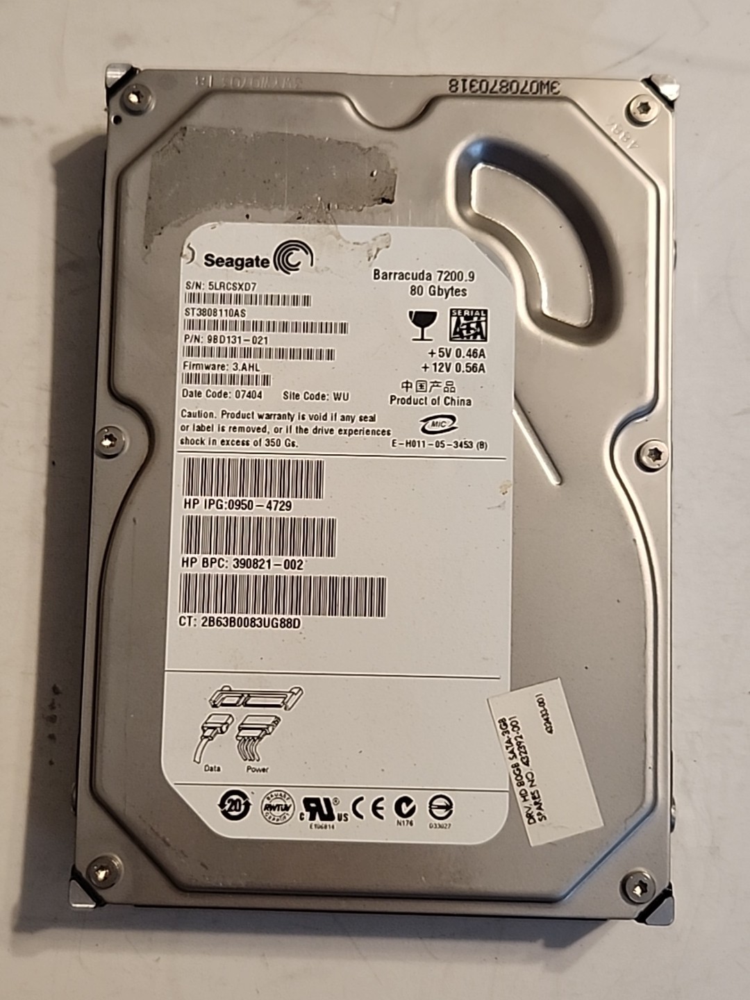 9BD131-021 - Seagate 80GB 7200 RPM SATA 3.5" HDD  