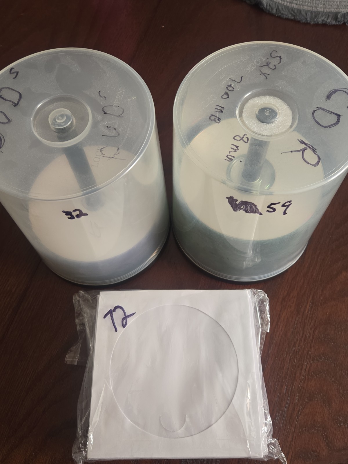LOT 91 BLANK DVD-R & CD-R Memorex 52x (59)  Blank (32)  Empty Cd/dvd Sleeves(72)