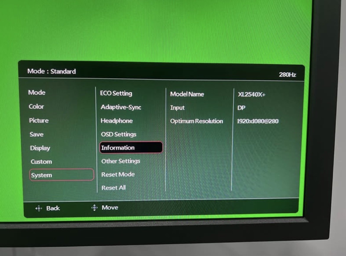 BenQ ZOWIE XL2540X 24.1” 280Hz