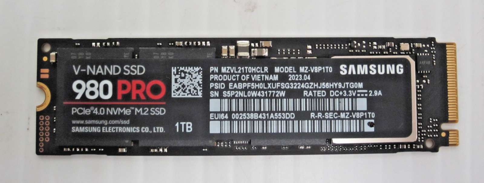 Samsung 980 Pro 1TB PCIe 4.0 NVME M.2 Solid State Drive SSD - 100% Life