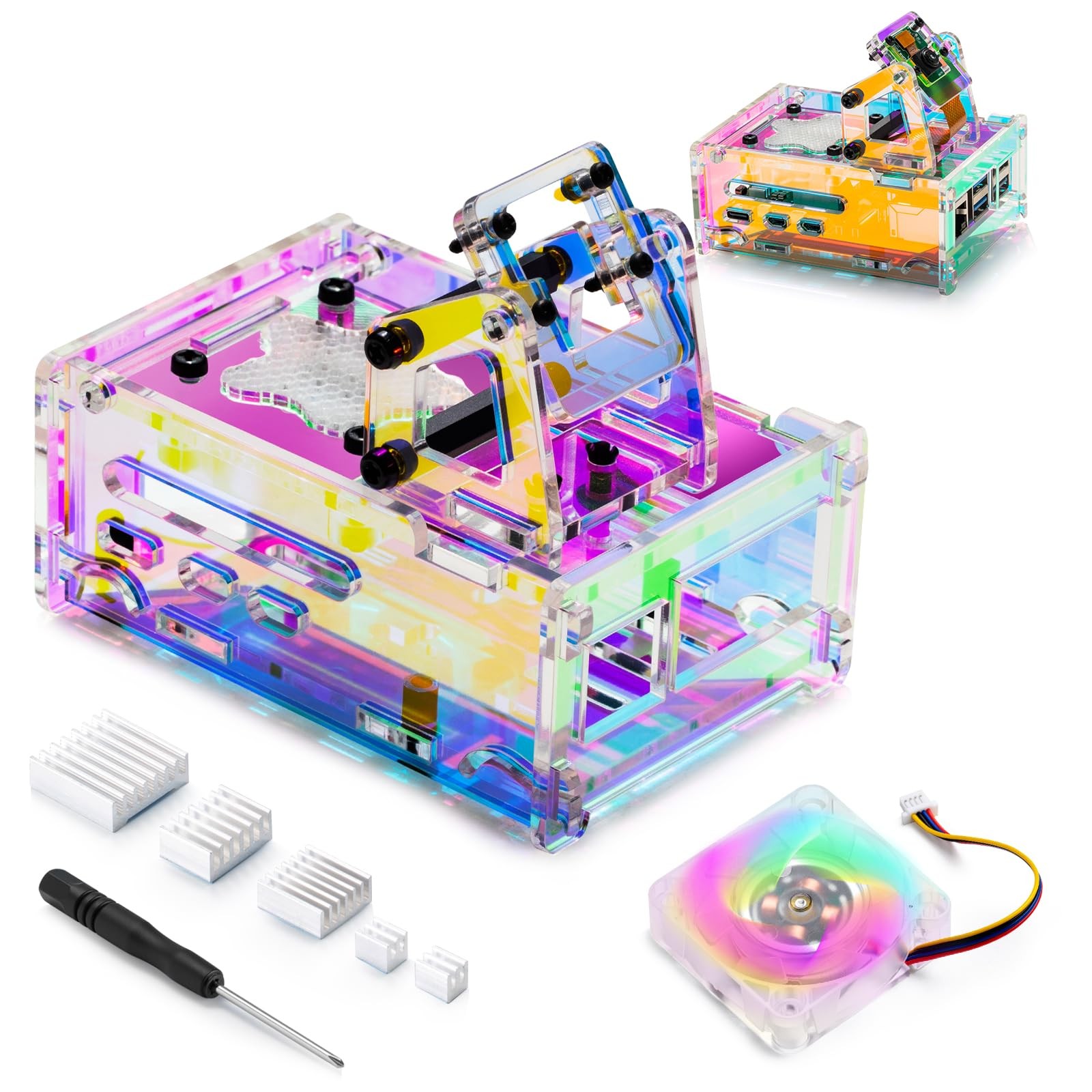 SEEKERPI Transparent Iridescent Acrylic Case for