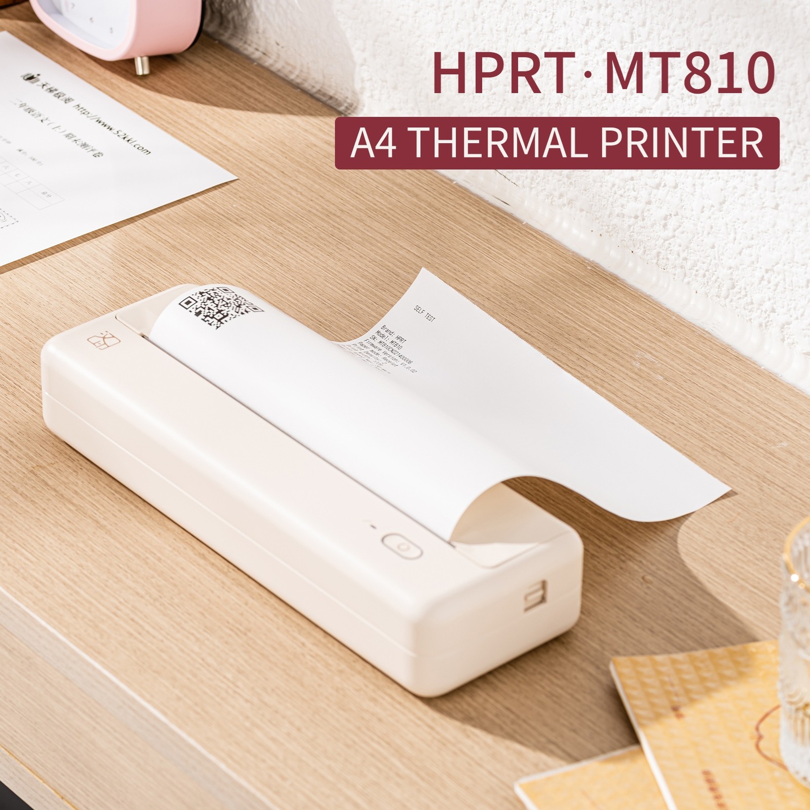 HPRT MT810 Portable A4 Paper Printer Wireless BT w/ Paper Rolls for Travel XNJZ