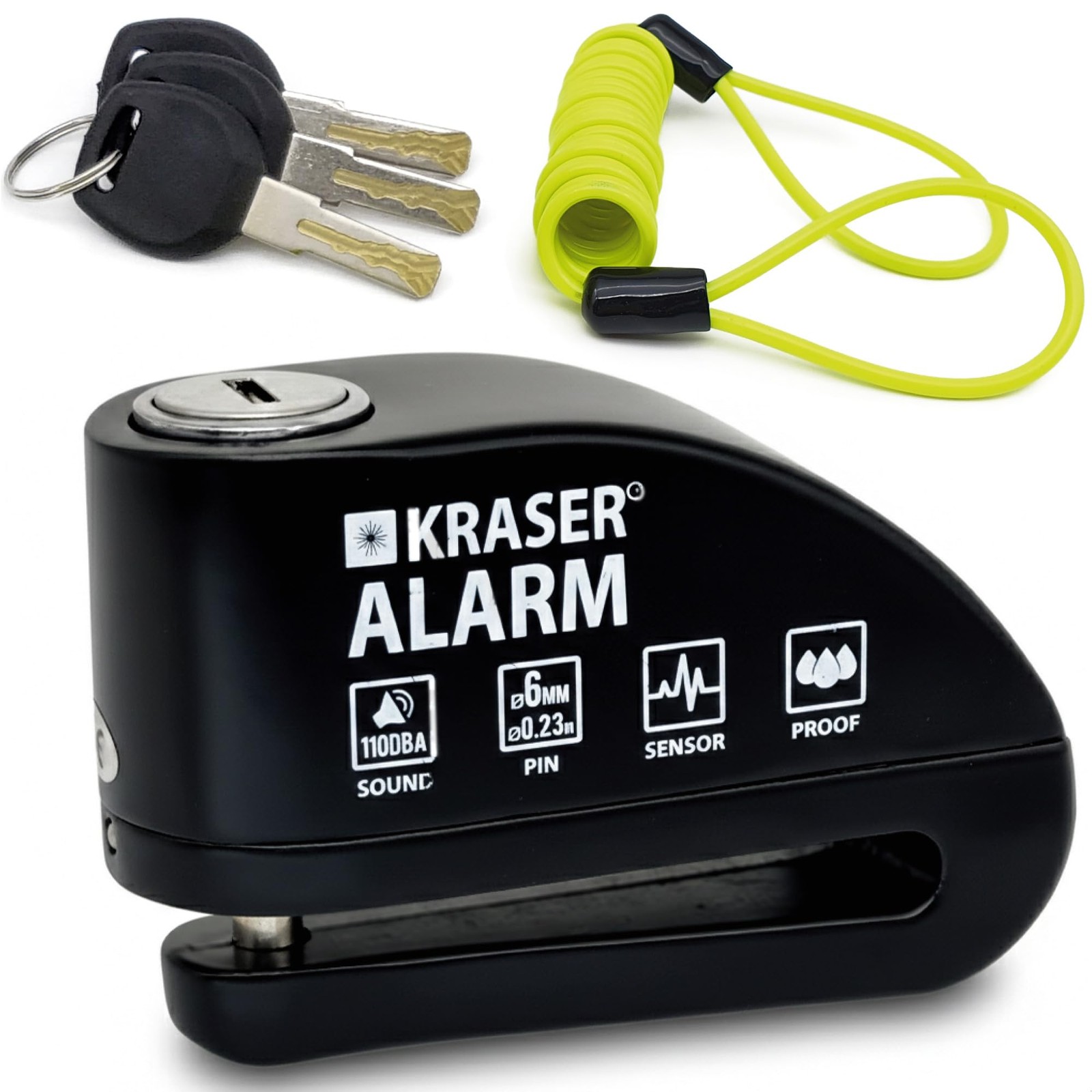 Kraser 6Y Alarm Disc Lock Reinforced Disc Brake Lock 3 Keys Others 2 Heavy Duty