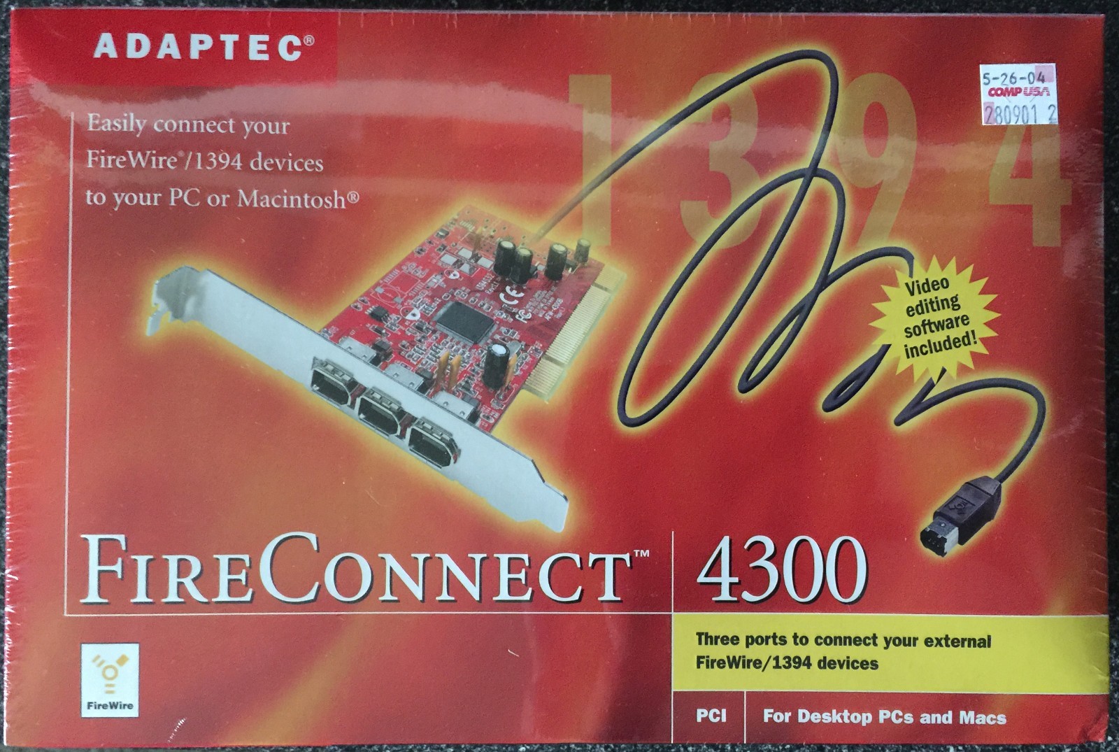 NIB - Adaptec FireConnect 4300 w video editing software 1394