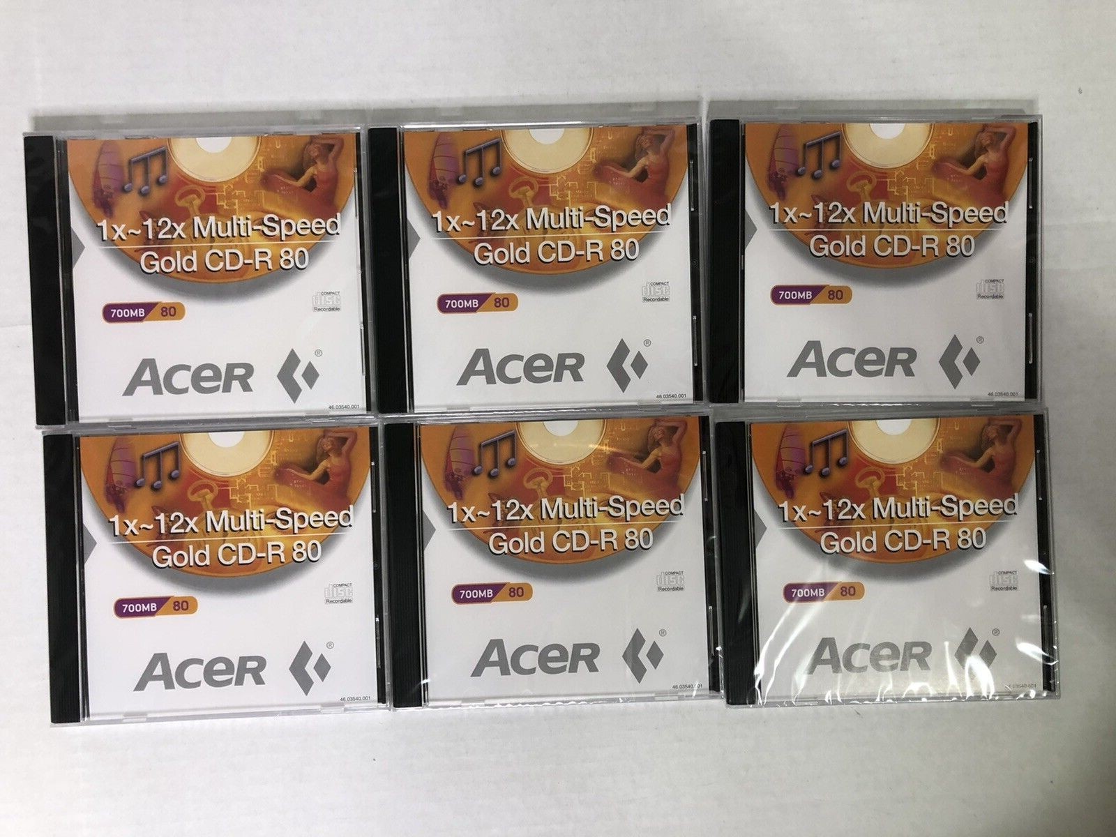Lot of 6 Acer CD-R 80 1x - 12x Multi-Speed Slim Case