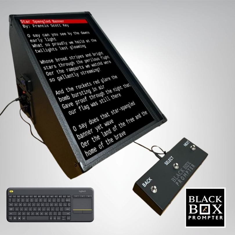 BLACK BOX Prompter - 24" Lyrics Prompter w/Shield, Pedal, Lid & Software