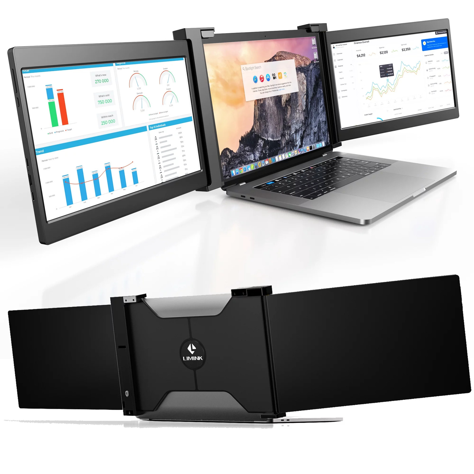 L Limink S11 Portable Screen Display Extender Triple Monitor For 13-16" Laptop