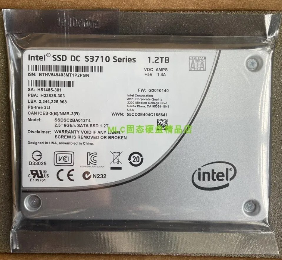 Intel DC S3710 Series 1.2TB SSD 6GB/s 2.5" SATA SSDSC2BA012T4P Solid State Drive