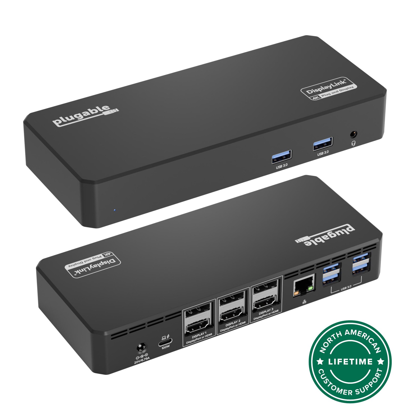 Plugable USB-C Docking Station, 4K Triple Monitors, 100W Laptop Charging