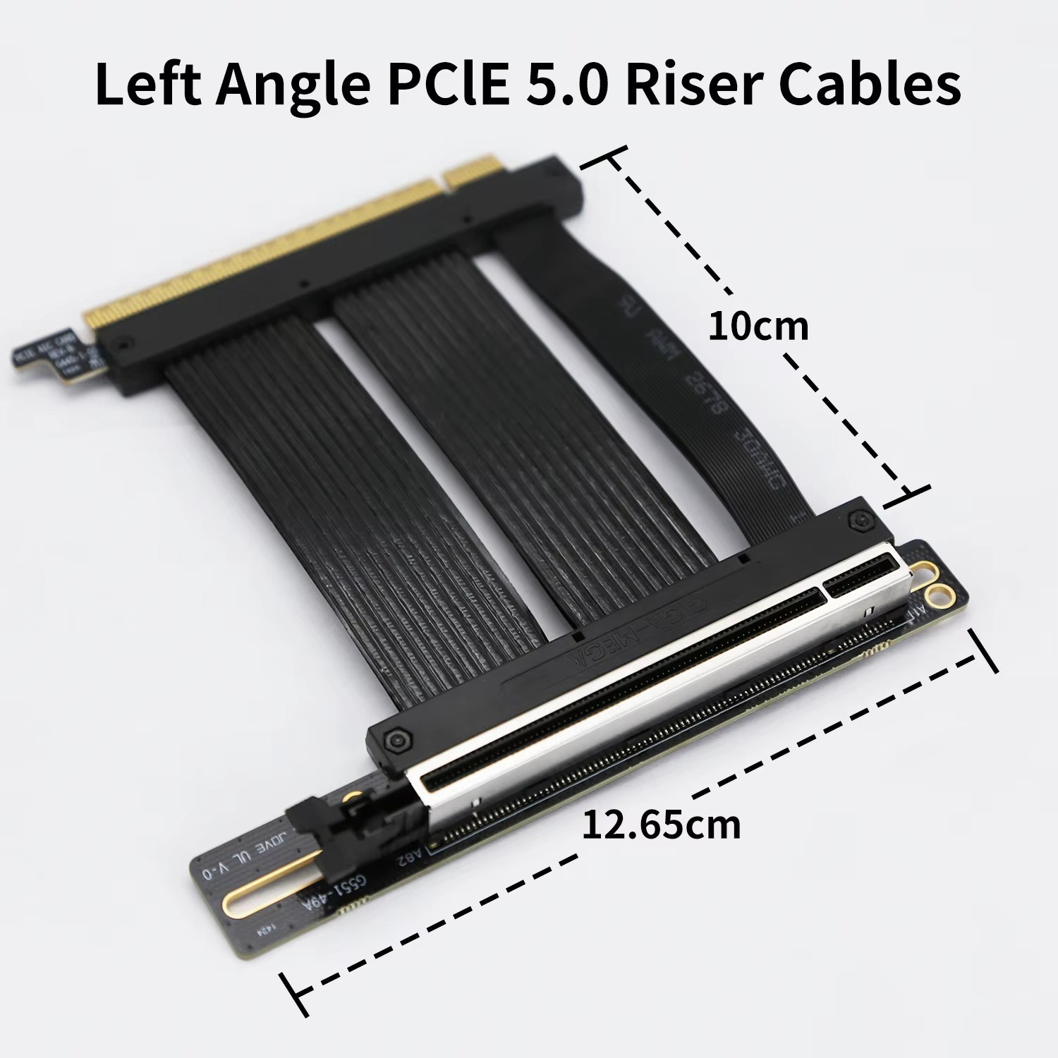 GIGA-MEGA PCIe 4.0/5.0 Riser Cable X16 Left Angle GPU Vertical Mount Bracket