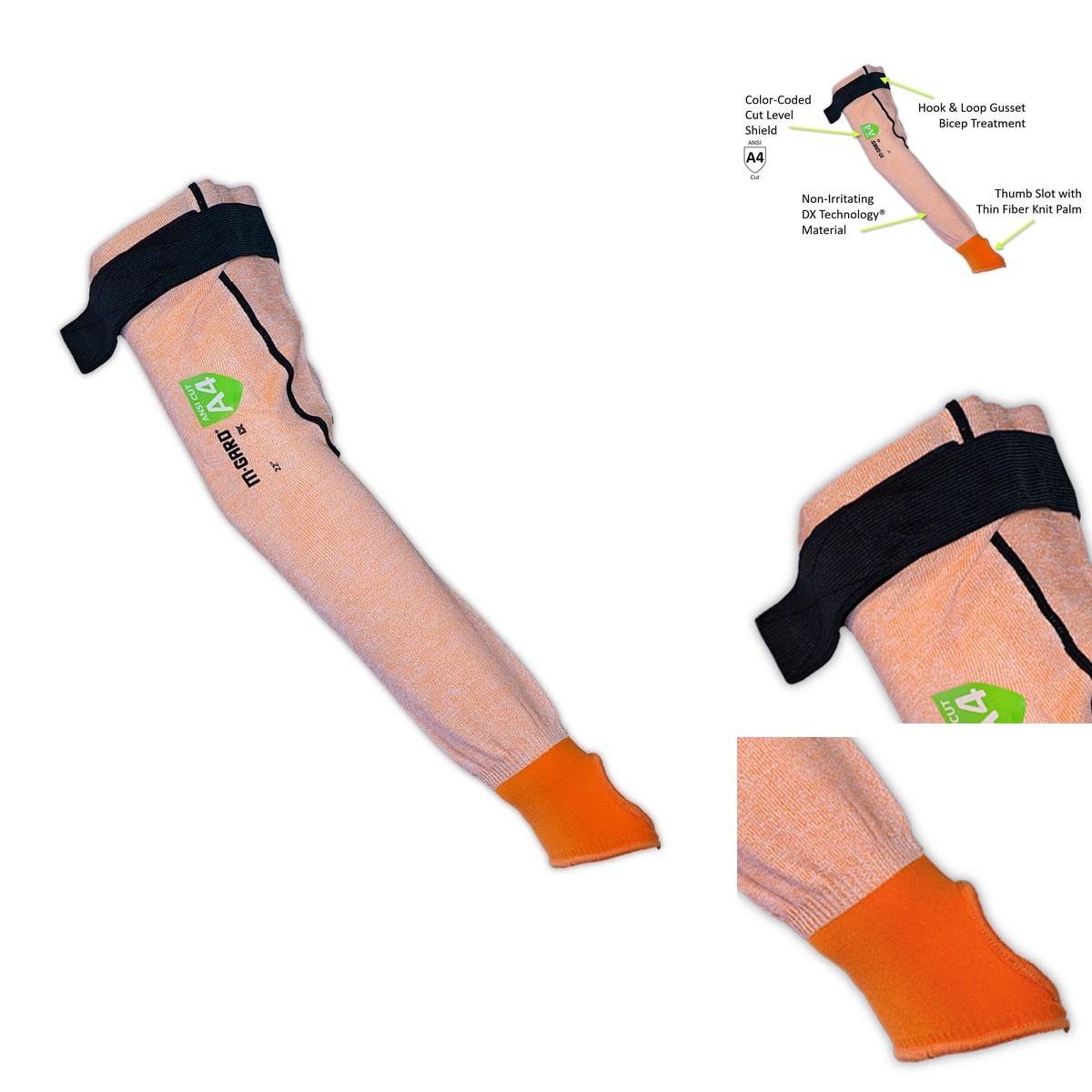 MAGID M-Gard DX Technology ANSI A4 Cut-Resistant Arm Sleeve Thumb Slot, 6 Pair