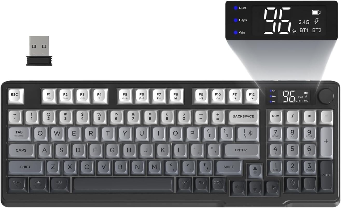 FREEWOLF x ATTACKSHARK M96 Wireless Membrane Rainbow Backlight,Media Knob