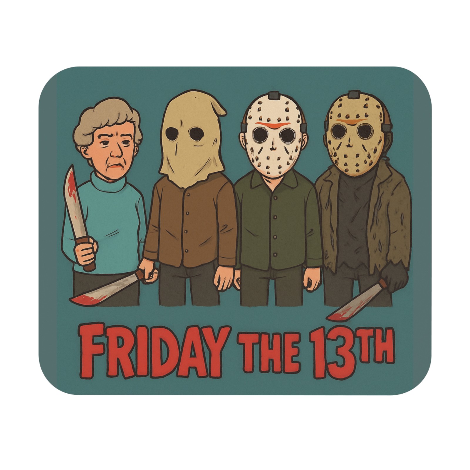 Friday the 13th Evolution of Evil Mouse Pad Cartoon Jason Voorhees Mom Horror 