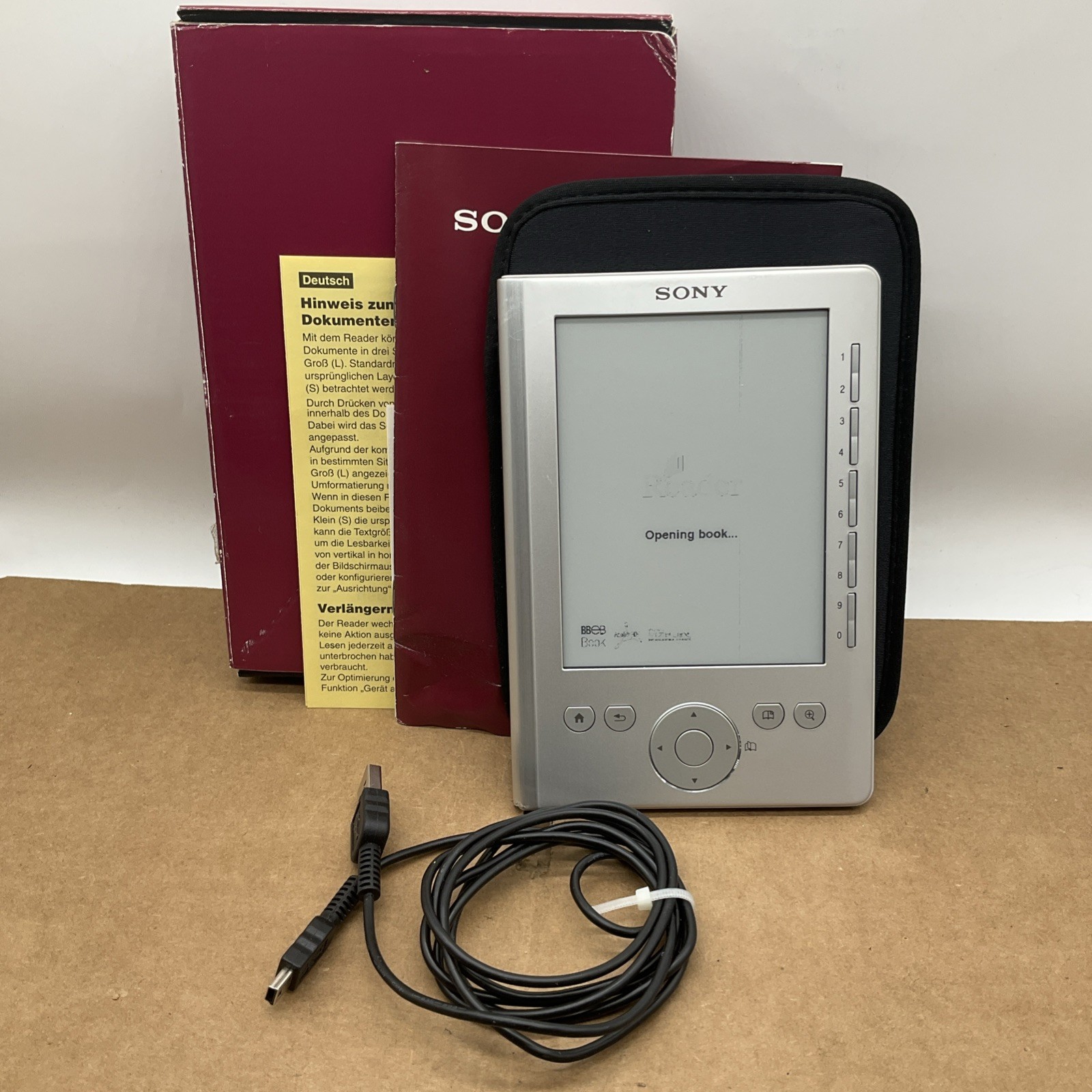 Sony Reader PRS-300, BOX, Case, Paperwork, FOR PART OR REPAIR, READ