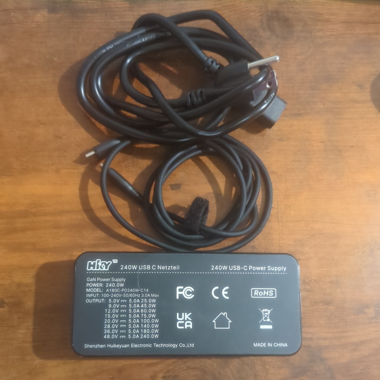 240W USB-C GaN PD3.1 Power Adapter  Fast Charger AI Computer A180C-PD240W-C14