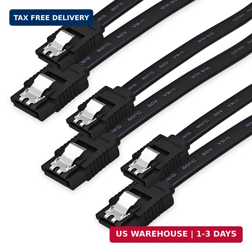 3-Pack 18 Inch SATA Cable, SATA III 6Gbps for HDD, SSD, DVD Drive