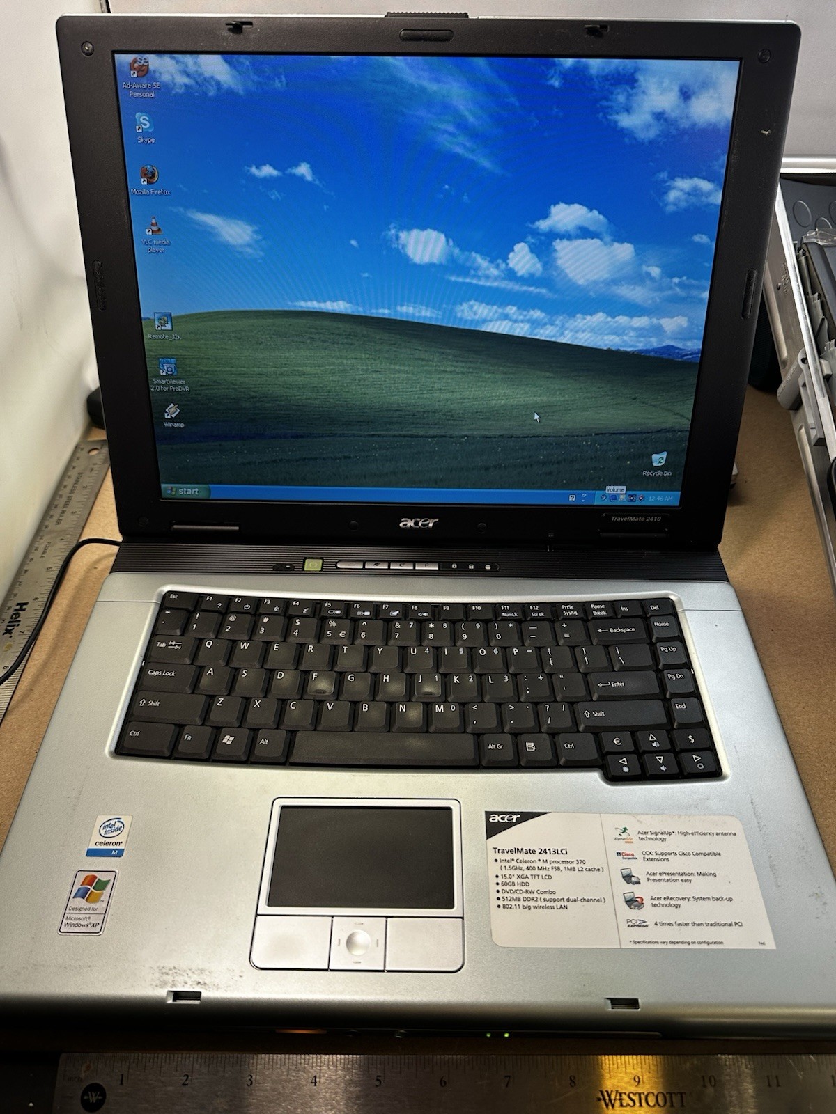 Acer TravelMate 2413LCi Laptop – Windows XP – Fully Working Vintage Computer