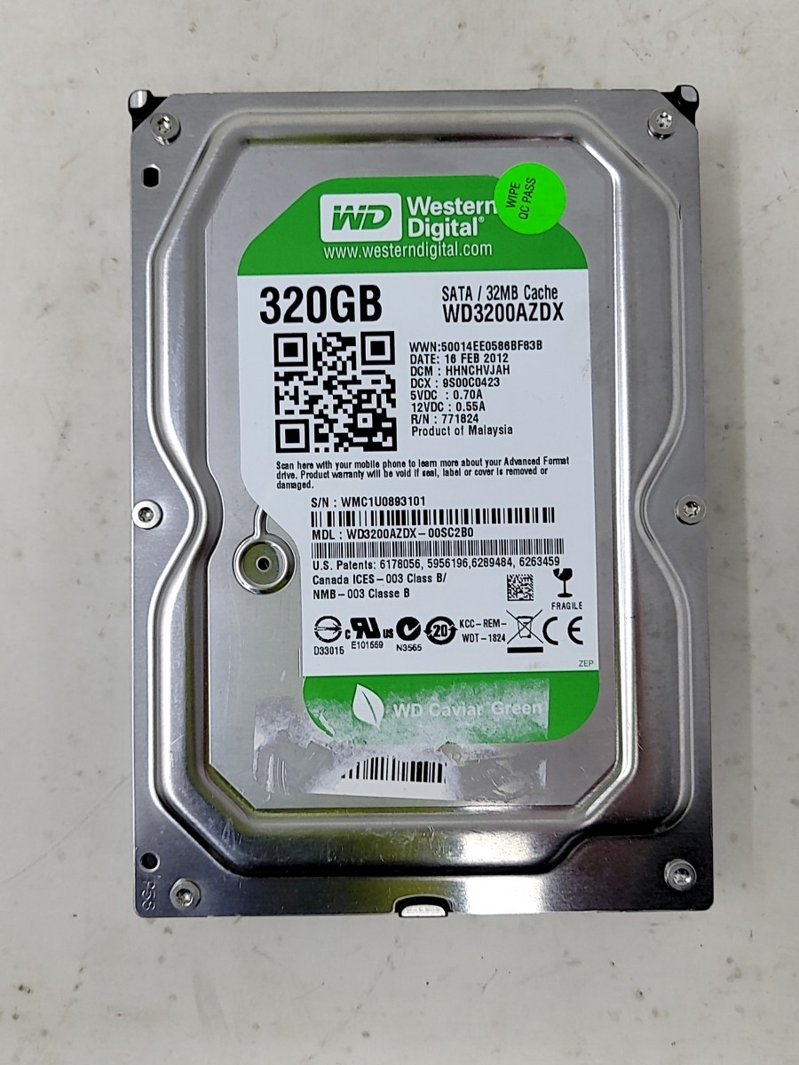WESTERN DIGITAL WD3200AZDX WD3200AZDX-00SC2B0 Hard Drive SATA 320GB 3.5"