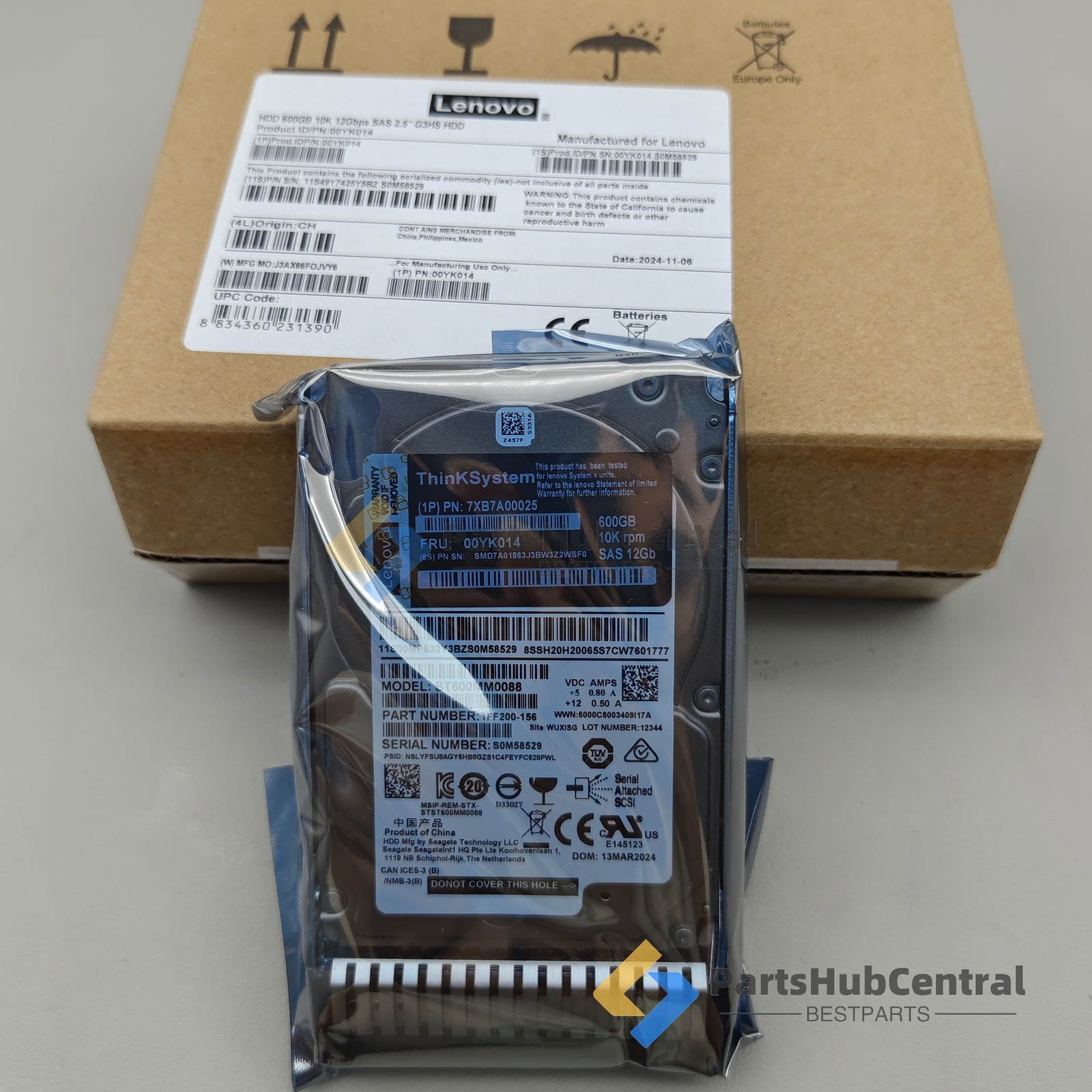 New 7XB7A00025 For ThinkSystem 2.5" 600GB 10K SAS 12Gb Hot Swap FRU 00YK01