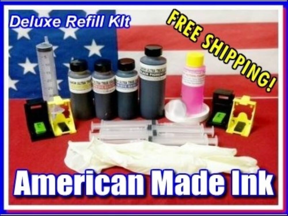 Deluxe Ink Refill Kit For HP 63, 64, 65, 67 Color and Black Cartridges