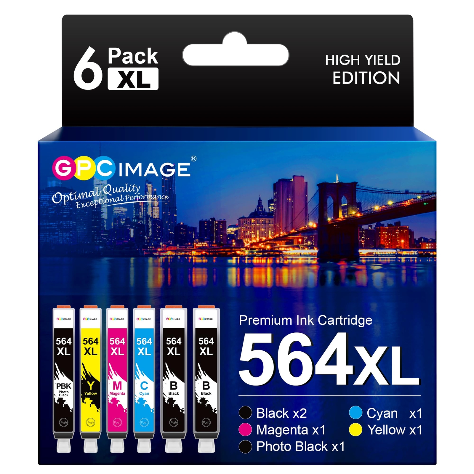GPC Image 6 Pack Compatible HP 564XL Ink Cartridges Black Cyan Magenta Yellow