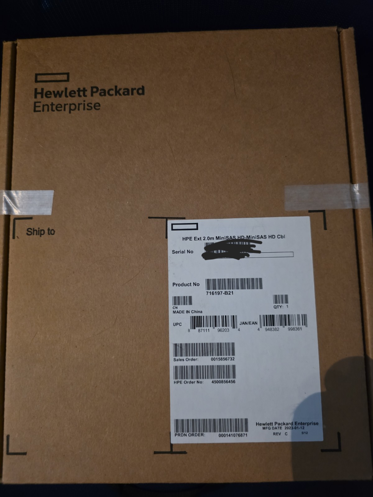 HPE Ext 2.0m MiniSAS HD-MiniSAS HD-MiniSAS HD Cable, 716197-B21
