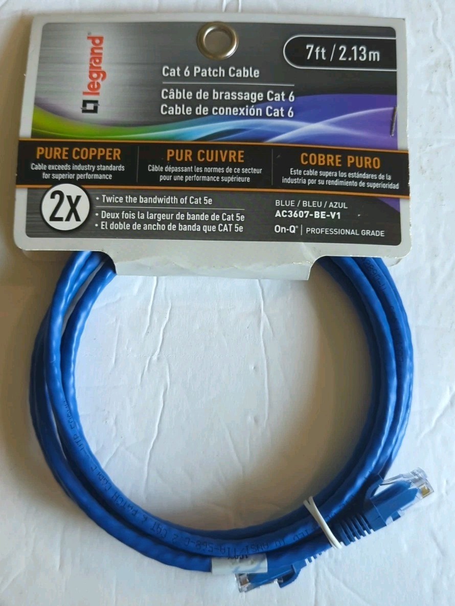 New Legrand On-Q Cat 6 Patch Cable 7ft