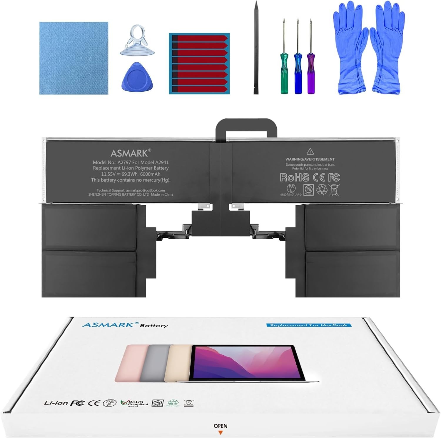 Replacement Battery for MacBook Air A2941 M2, 15-Inch, 2023, Battery Model A2797