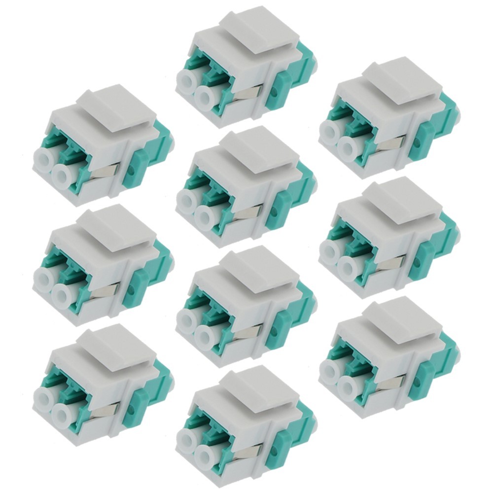 10x LC/UPC OM3 Duplex Multi Mode Fiber Optical Coupler Keystone Jack Insert Aqua