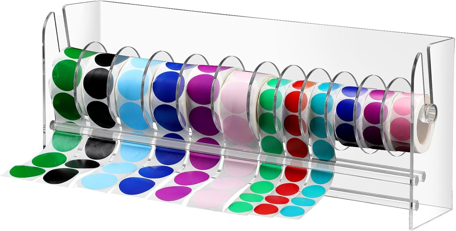 Qilery Sticker Holder Organizer Dispenser Acrylic Roll Label,12 Disks