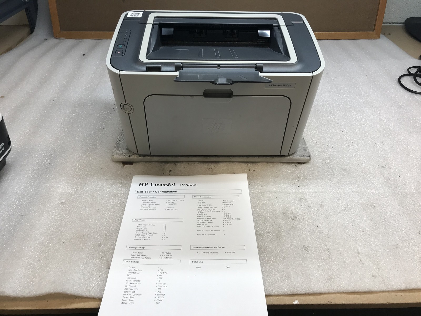 HP LaserJet P1505N Monochrome Laser Printer w/Toner & Power Cable *READ*