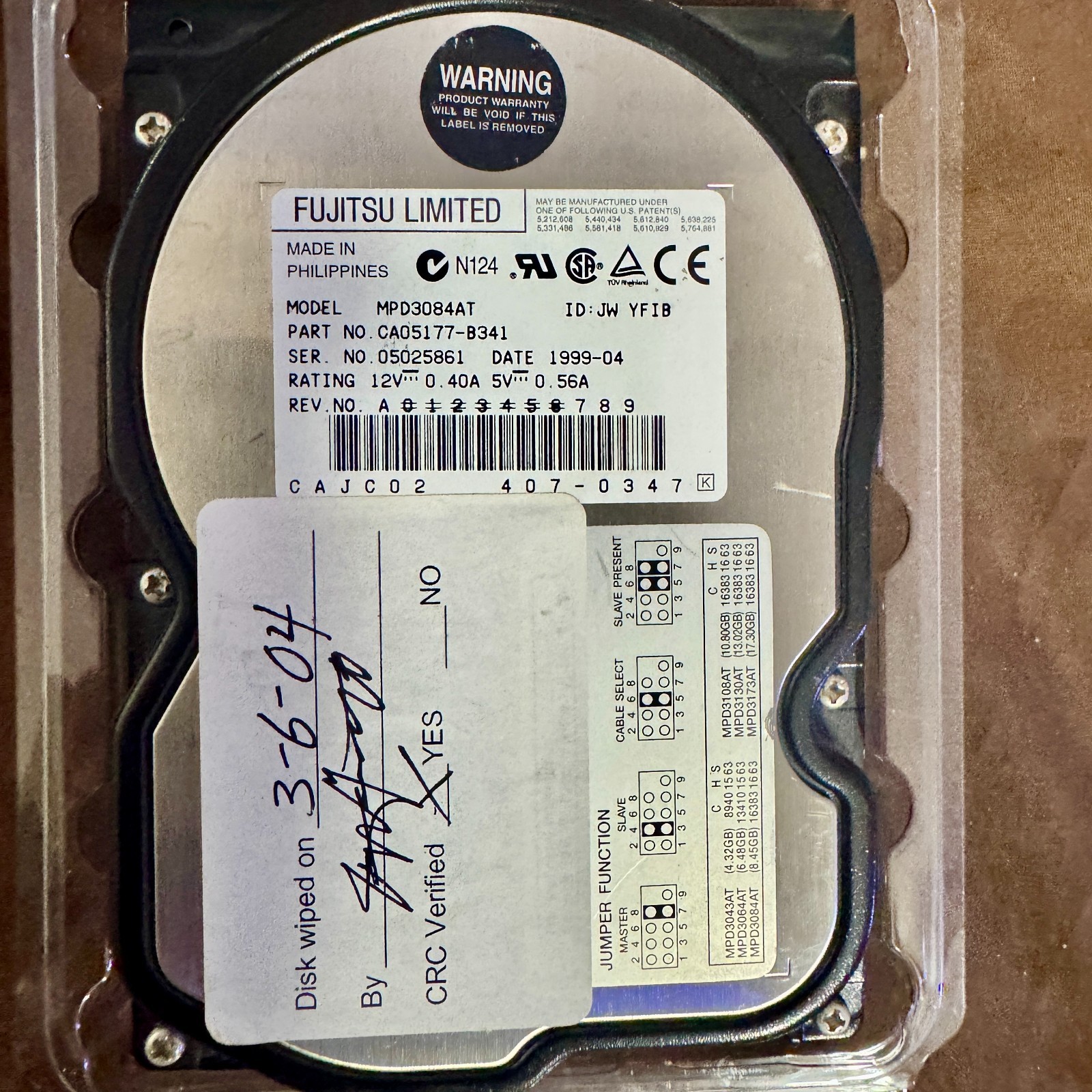 FUJITSU MPD3084AT 8.4GB Ultra DMA/66 5400RPM Fujitsu MPD3084AT