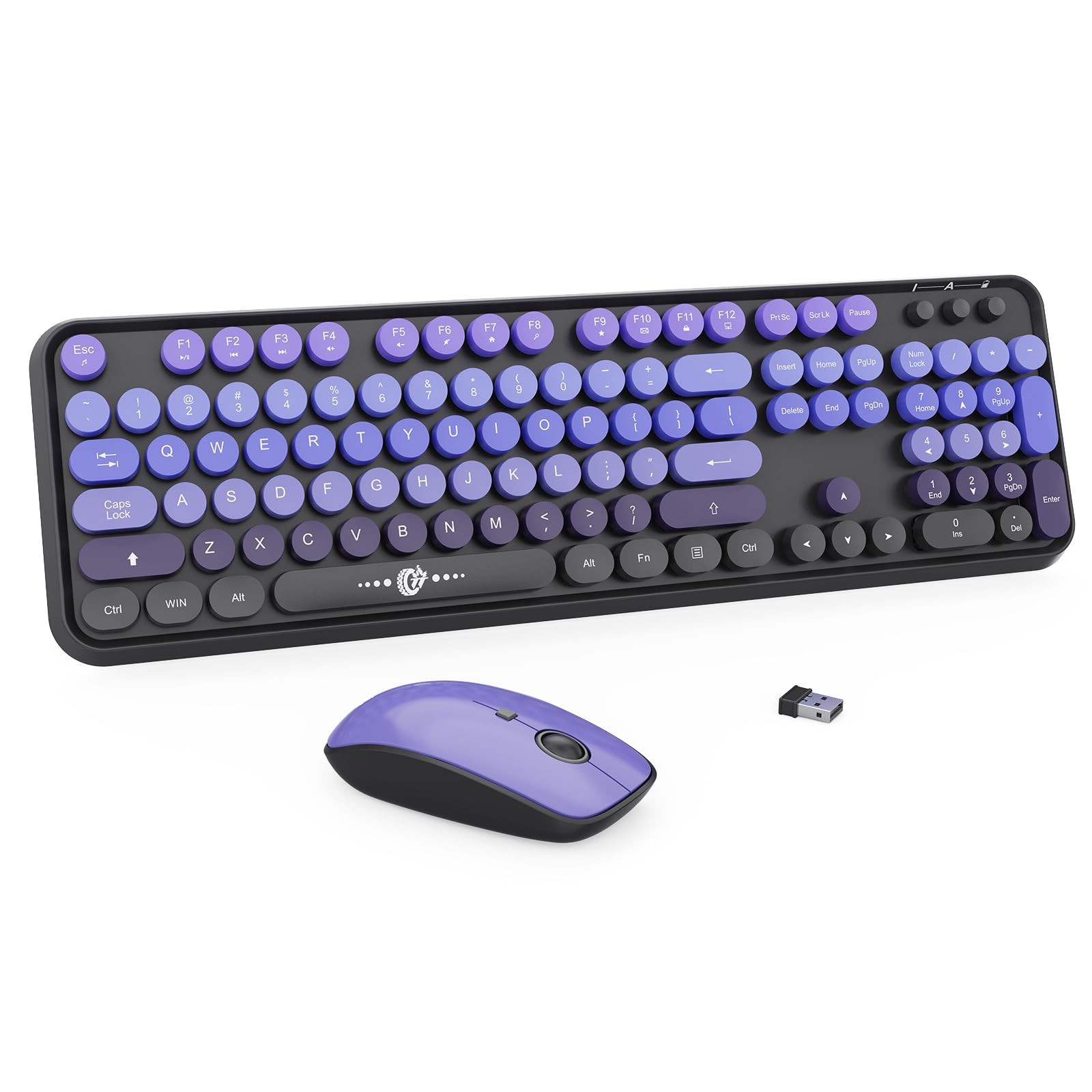 Wireless Keyboard and Mouse Combo - Cute Colorful V2020-Purple
